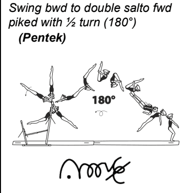 Official symbol for Double Front Pike with 1/2 Twist Dismount (Pentek)